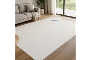 8x10 Washable Area Rug AG Home, Soft Low-Profile Boho Rug, Non-Slip Carpet with Neutral Textured Design, Machine Washable Rug