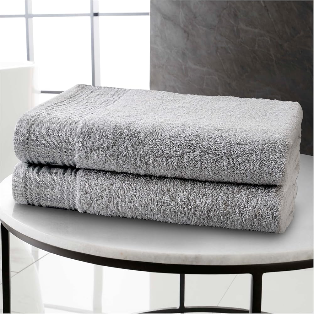 GC Gaveno Cavalia Greek Key Bath Sheets 80x140 cm 2 Pack Grey 500 GSM