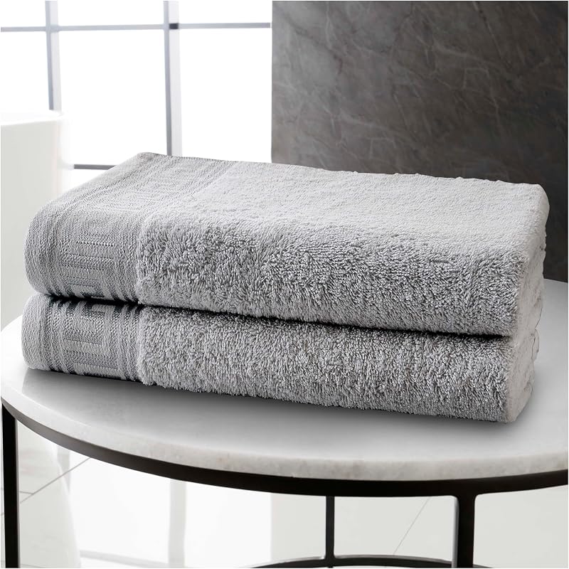 GC Gaveno Cavalia Greek Key Bath Sheets 80x140 cm 2 Pack Grey 500 GSM