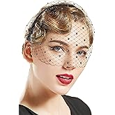 BABEYOND 1920s Flapper Fascinator Mesh Veil Headband Bridal Wedding Tea Party Fascinator Veil with Rhinestone for Women