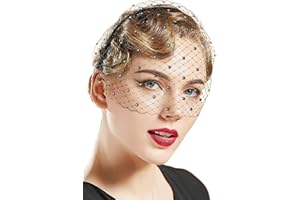 BABEYOND 1920s Flapper Fascinator Mesh Veil Headband Bridal Wedding Tea Party Fascinator Veil with Rhinestone for Women