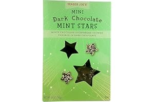 TJ'S Trader Joe's Dark Chocolate Mint Stars Chocolate Shortbread Cookies 10 Oz.
