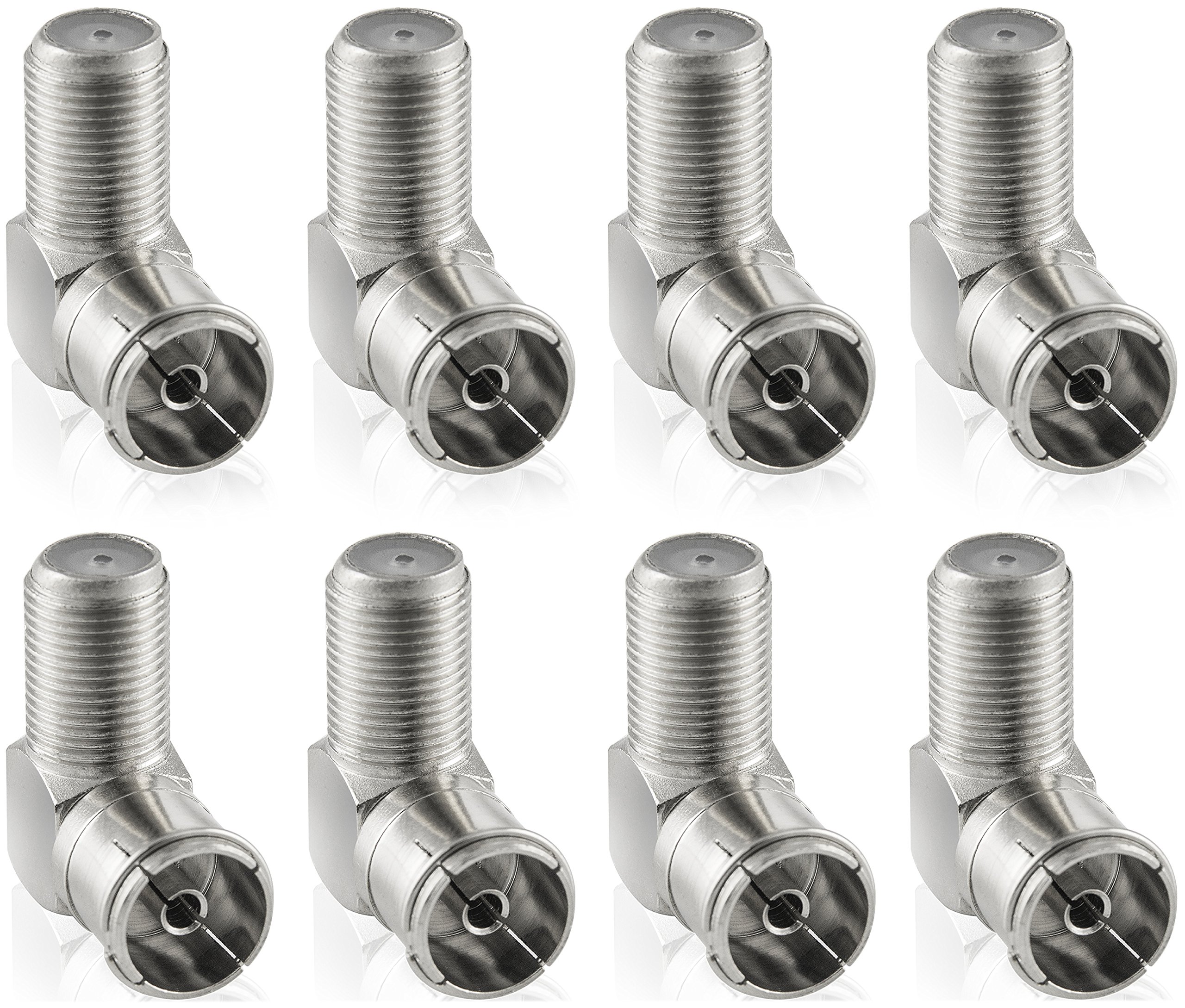 POPPSTAR 8x SAT Angle Adapter (Antenna Angle Adapter 90 degrees angled, Coax F female to IEC antenna female)