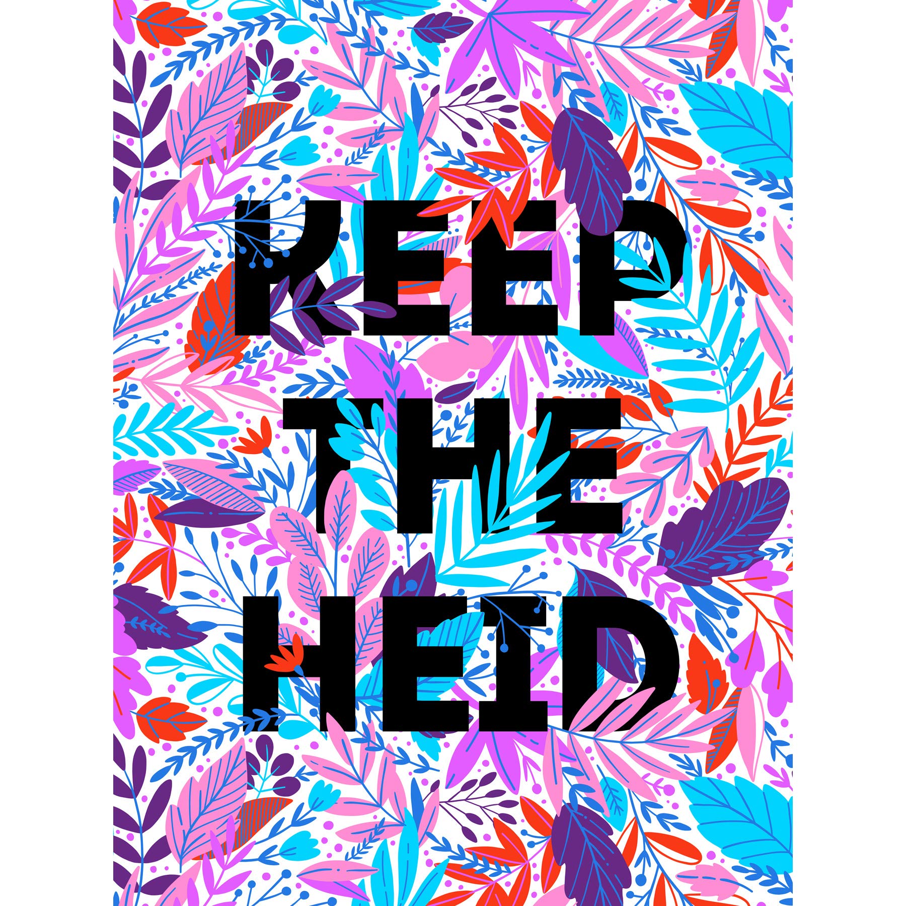 Wee Blue Coo Woven Flower Typography Scotland Keep Heid Premium Wall Art Canvas Print 18X24 Inch