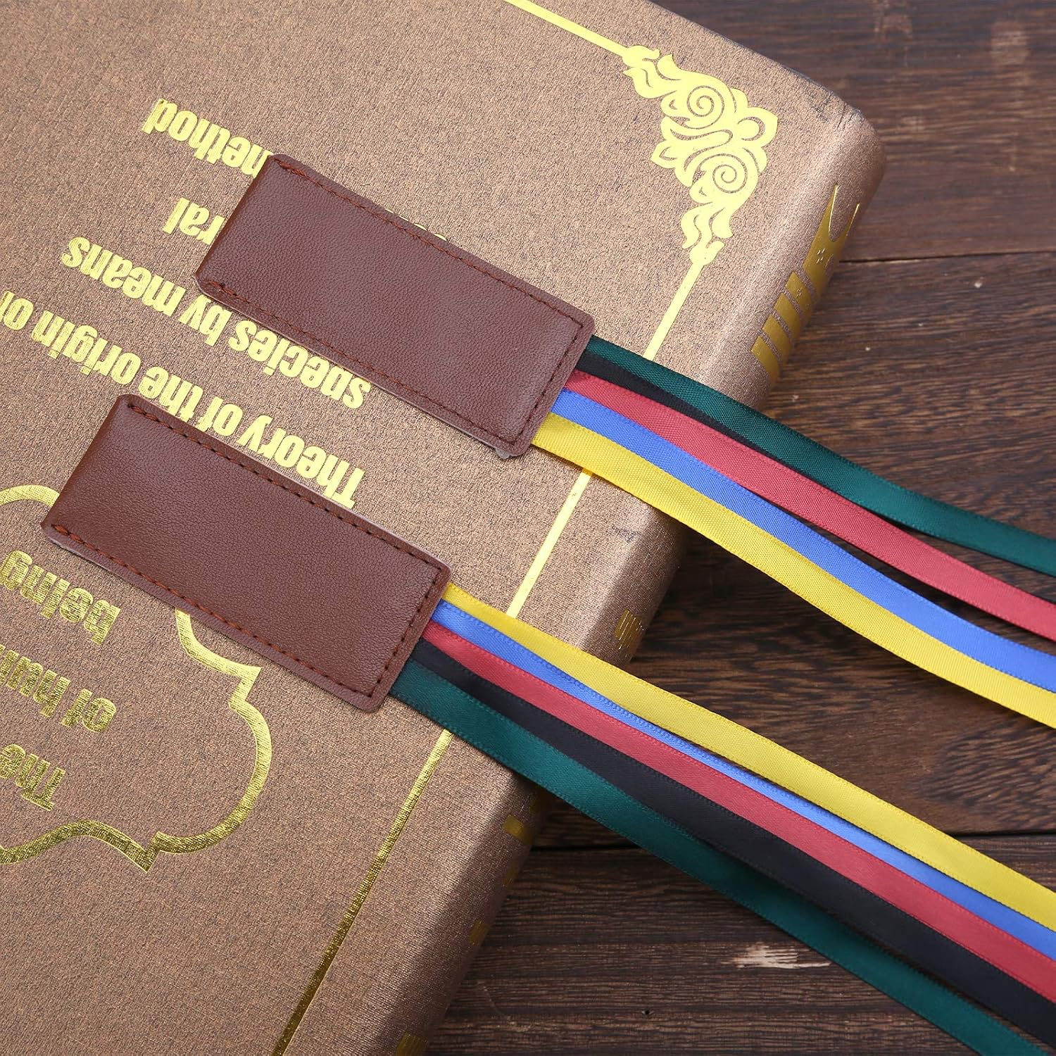 AIEX 4pcs Ribbon Bookmarks Leatherette Bookmark with 5 Colorful Ribbons Book Markers for Books Novel Bible Reading Office Accessories - Image 4