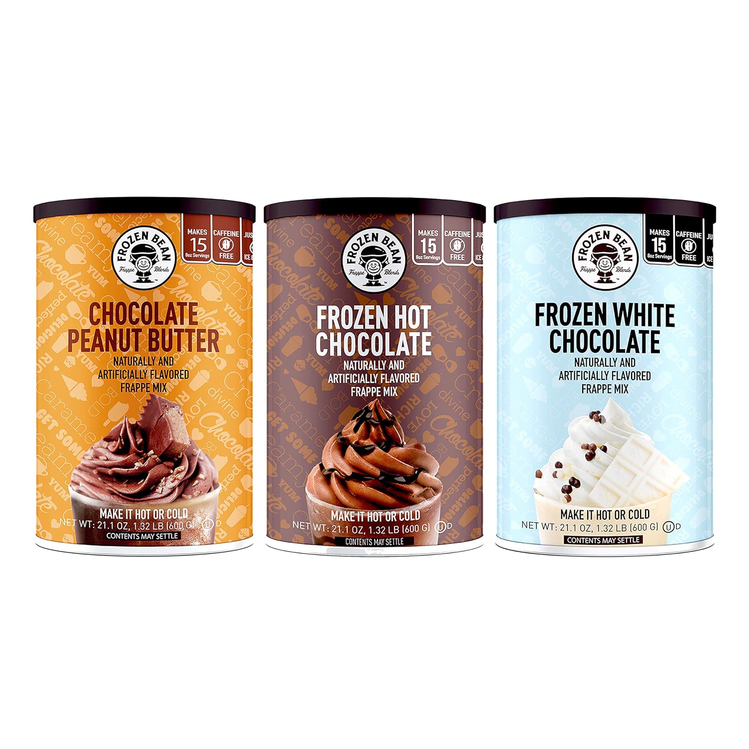 Frozen Bean Chocolate Lovers Trio, Chocolate Peanut Butter, Frozen Hot Chocolate