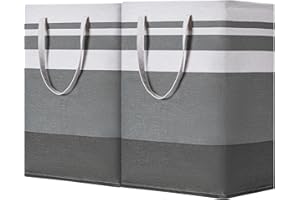 BOOMIBOO 2 Pack Large Laundry Basket,Waterproof Freestanding Laundry Hamper,Collapsible Clothes Basket with Easy Carry Handle