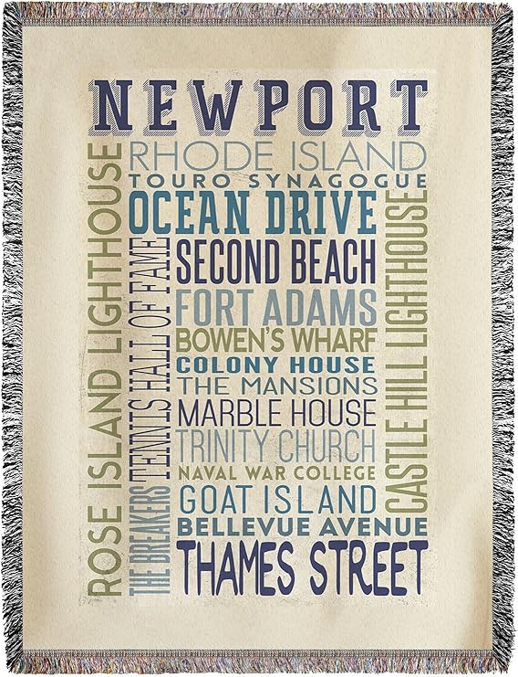 Amazon ニューポート ロードアイランド州 Typography 60 X 80織シェニール糸blanket ブランケット 毛布 オンライン通販