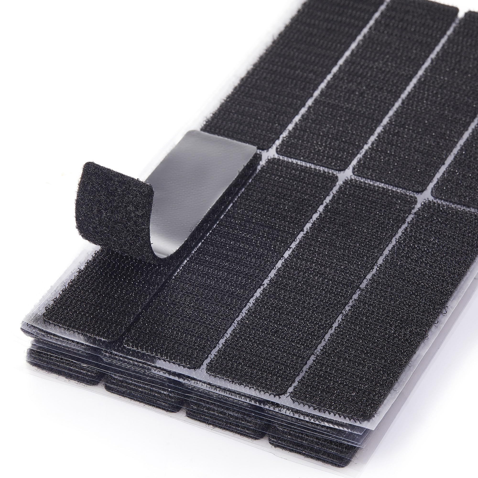 Photo 1 of (1x4 Inch, 40 Sets) Strips with Adhesive for Fabric, No Sew Stick On for Fabric, Sticky Back for Clothes, Curtains - Heavy Duty Double Sided Hook and Loop Hem Tape Fasteners, No Sewing No Iron, Black
