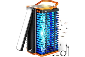 Kiies Solar Bug Zapper Outdoor, Rechargeable Mosquito Trap, Mosquito Zapper Indoor with Reading Lamp, 4200V Flying Insect Killer with 4000mAh Battery for Home