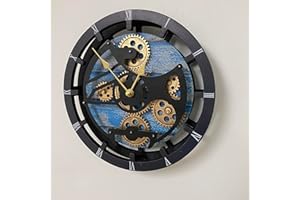 IMPROVINGLIFE The Gears Clock 16 inches Wall Clock with Real Moving Gears Convertible into a Big Mantel Clock (Ocean Blue)