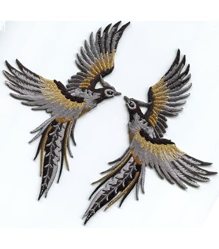 Amazon.com: 鳳凰鳳凰深紅色金鳥刺繡貼花貼S-1329 : 藝術、手工藝與縫紉