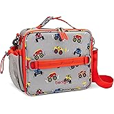 Bentgo Kids Lunch Bag - Double-Insulated, Reusable Lunch Bag for Kids 3+ with Adjustable Strap; Holds Lunch Box/Water Bottle/Snacks; Easy-Clean, Water-Resistant & Pockets (Trucks)