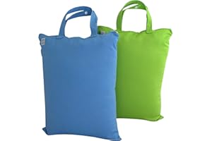 MOM & BAB Wet Bags for Baby Cloth Diapers, Swimsuits and Towels, Travel, Diaper Bag, Wet Dry Bag for Breast Pump Parts, Gym, Yoga | Water & Odor Resistant (Blue&Green)