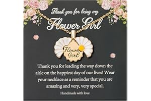 PANTIDE Flower Girl Daisy Locket Necklace - Thank You for Being My Flower Girl Proposal Gift, Engraved Stainless Steel Jewelry Gift On Wedding Bridal Shower from Bride (Gold)