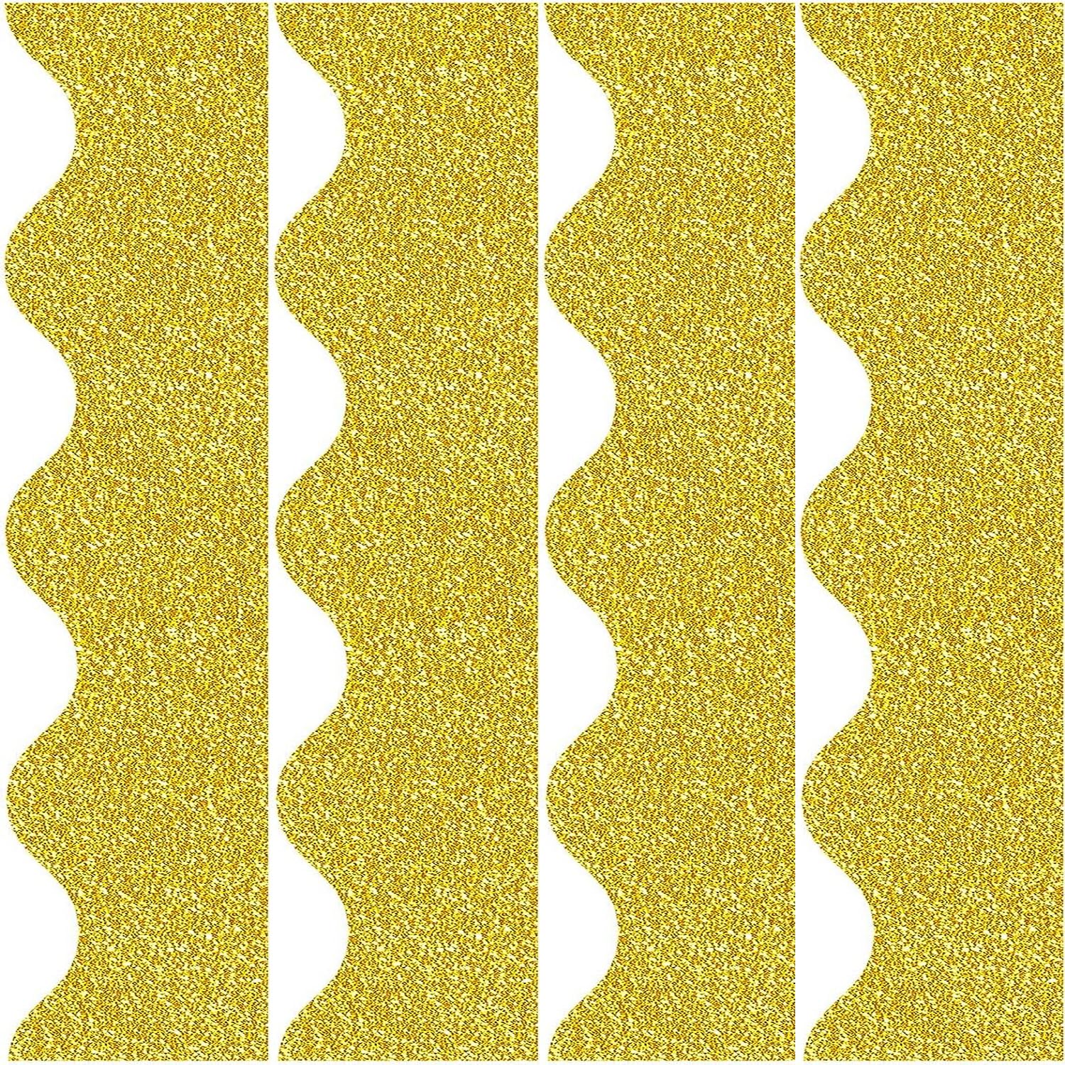 KOSTOO 32.5 Ft Shine Scalloped Bulletin Board Borders, Classroom Borders Stickers for Bulletin Board, White Board, Cork Board, Locker and Classroom Decoration Strips (Gold)