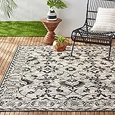 Nicole Miller New York Patio Country Ayala Botanical Floral Indoor/Outdoor Area Rug, Grey/Black, 7'9"x10'2"