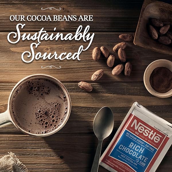 NESTLE HOT CHOCOLATE PACKETS, HOT COCOA MIX, NO SUGAR ADDED AND FAT FREE, BULK PACK, 0.28 OZ PACKET (PACK OF 30)