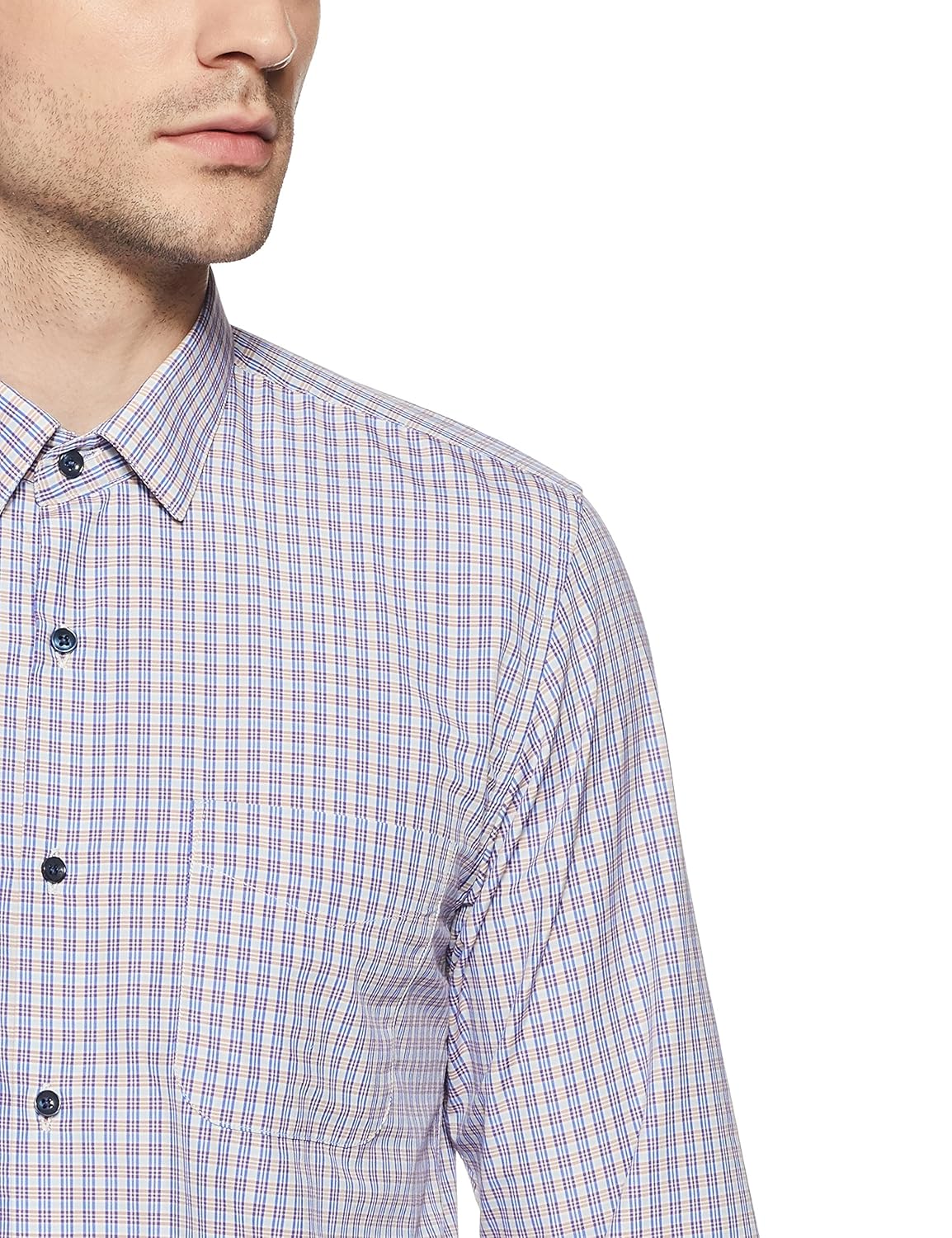 peter england men's checkered slim fit formal shirt