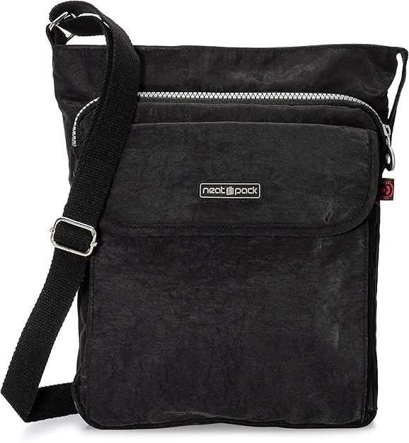 NeatPack Unisex Rfid Nylon Small Crossbody Shoulder Bag Black