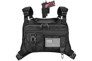 DEYACE Chest Bag for Men, Gun Vest Holster Fits Most Pistols, Adjustable EDC Tactical Chest Pack for Workouts Running Hiking
