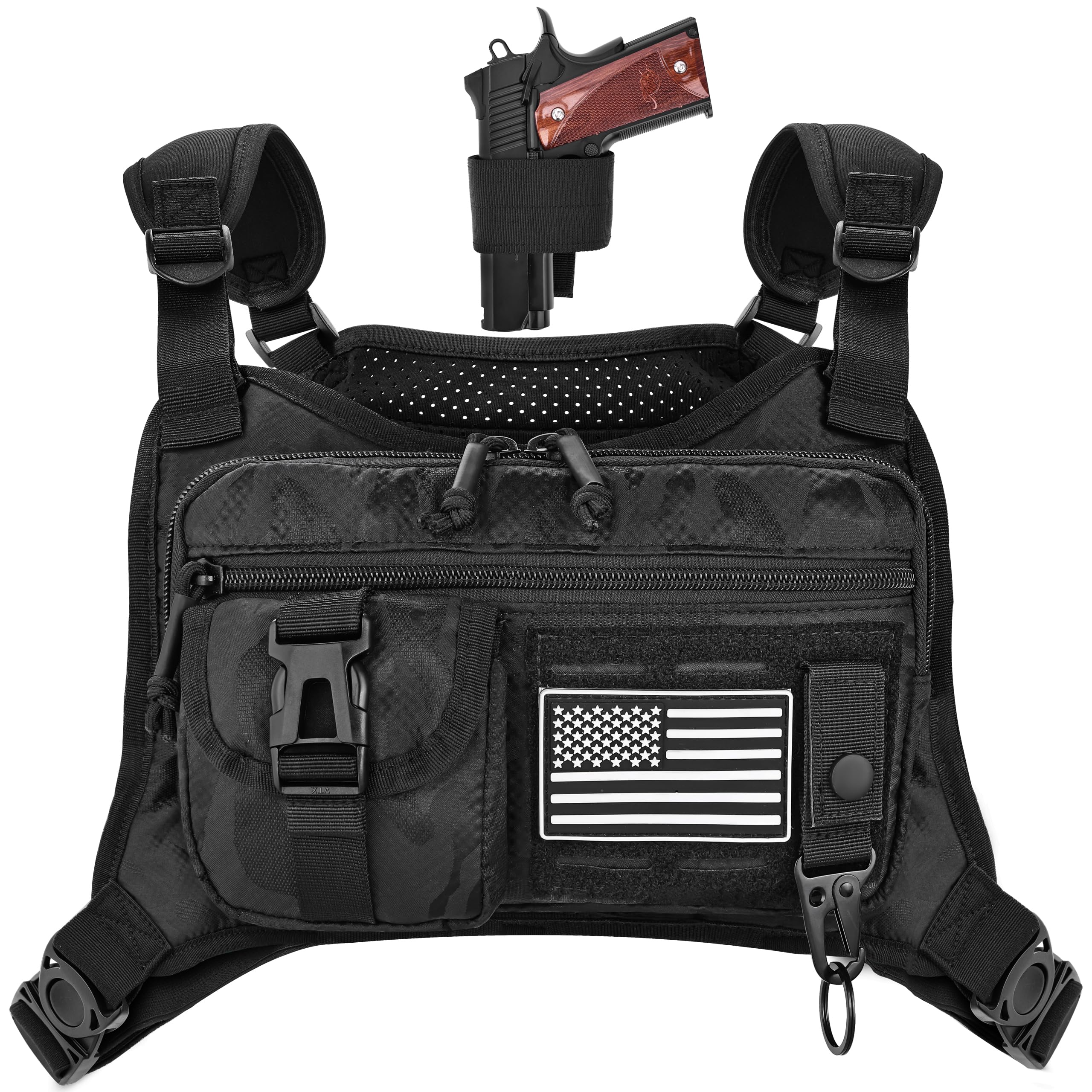 thumbnail image 2 of Tactical Chest Rig Pack Men Sports Utility Chest Pack Adjustable Chest Front Pack Shoulder Bag Vest Chest Bag EDC Rig Pouch For Hunting Outdoor 2 of 9