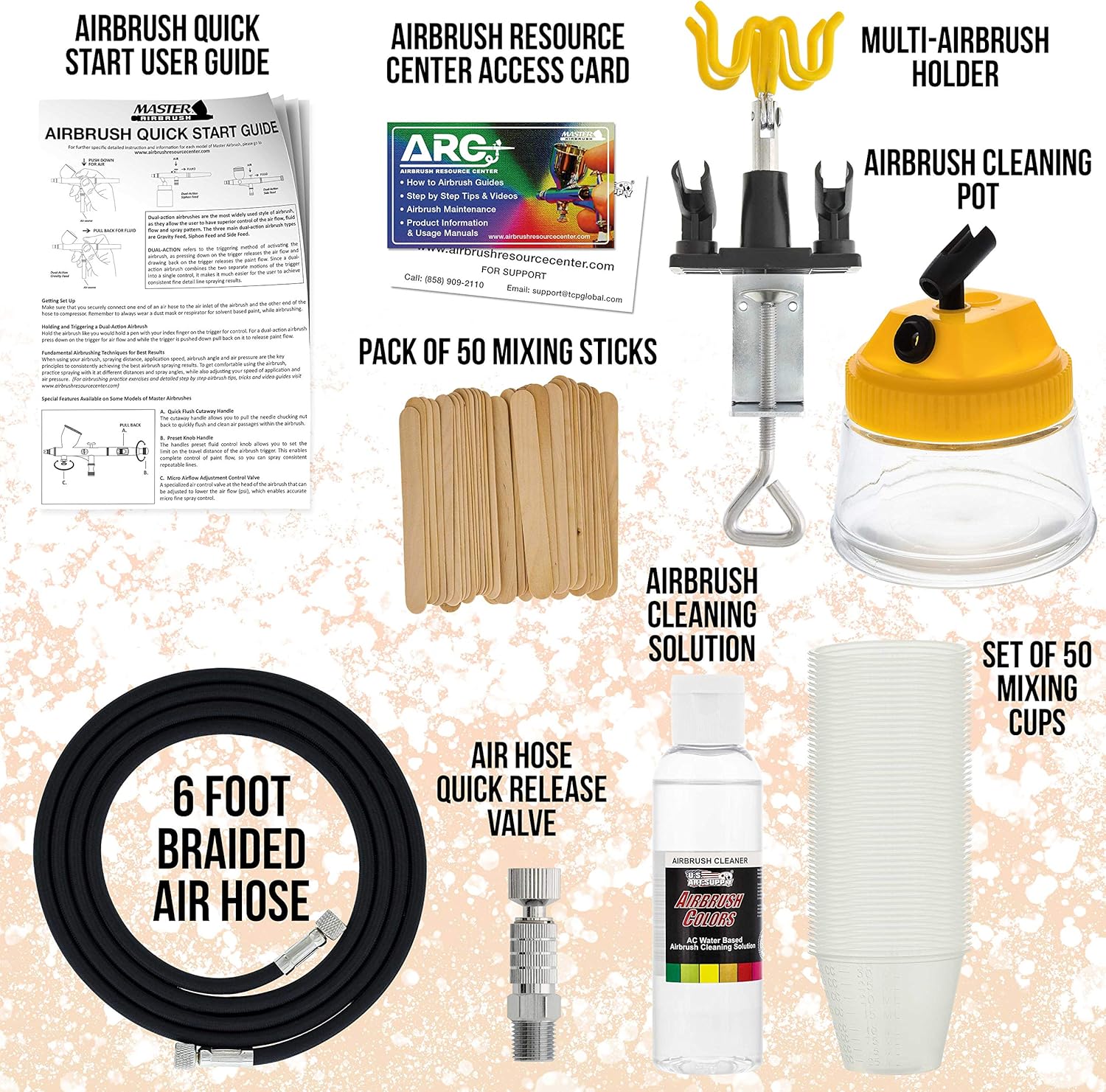 Master Airbrush Cool Runner II Dual Fan Air Storage Tank Compressor System Kit with a G44 Fine Detail Control 0.2mm Tip Airbrush, 24 Color Acrylic Paint Artist Set, Holders, Cleaning Pot, How-To Guide: Arts, Crafts & Sewing