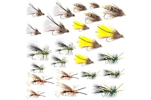 Outdoor Planet Double Side Waterproof Pocketed Fly Box + Assorted Trout Fly Fishing Lure Pack of 10/12/ 15/28/ 35 Pieces Fly 