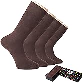 Hugh Ugoli Men's Rayon Derived from Bamboo Dress Socks for Business & Trouser, Thin & Seamless Crew Socks, 4 Pairs Size 8-12