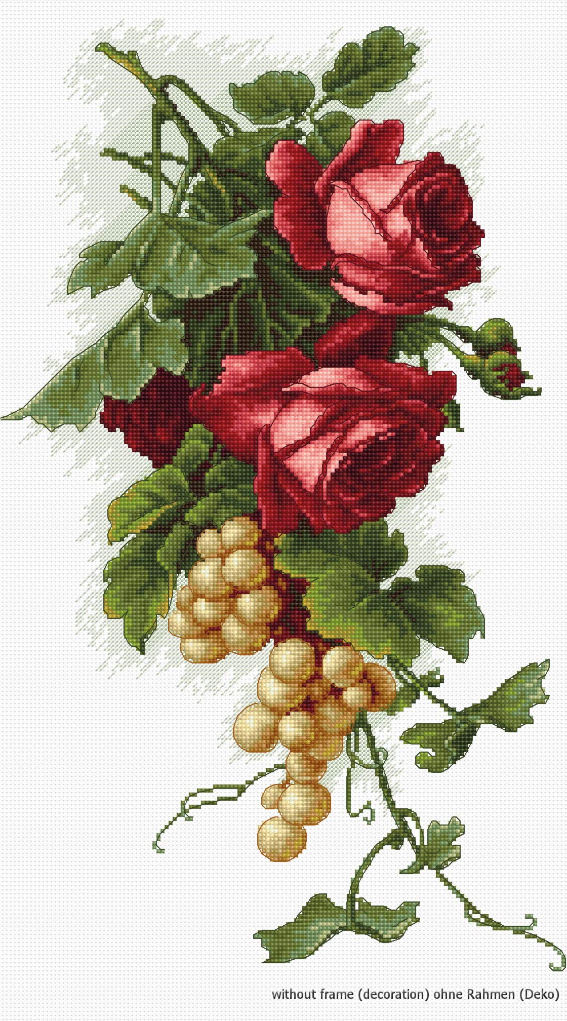 B2229 Red Roses and Grapes - Cross Stitch Kit Luca-S