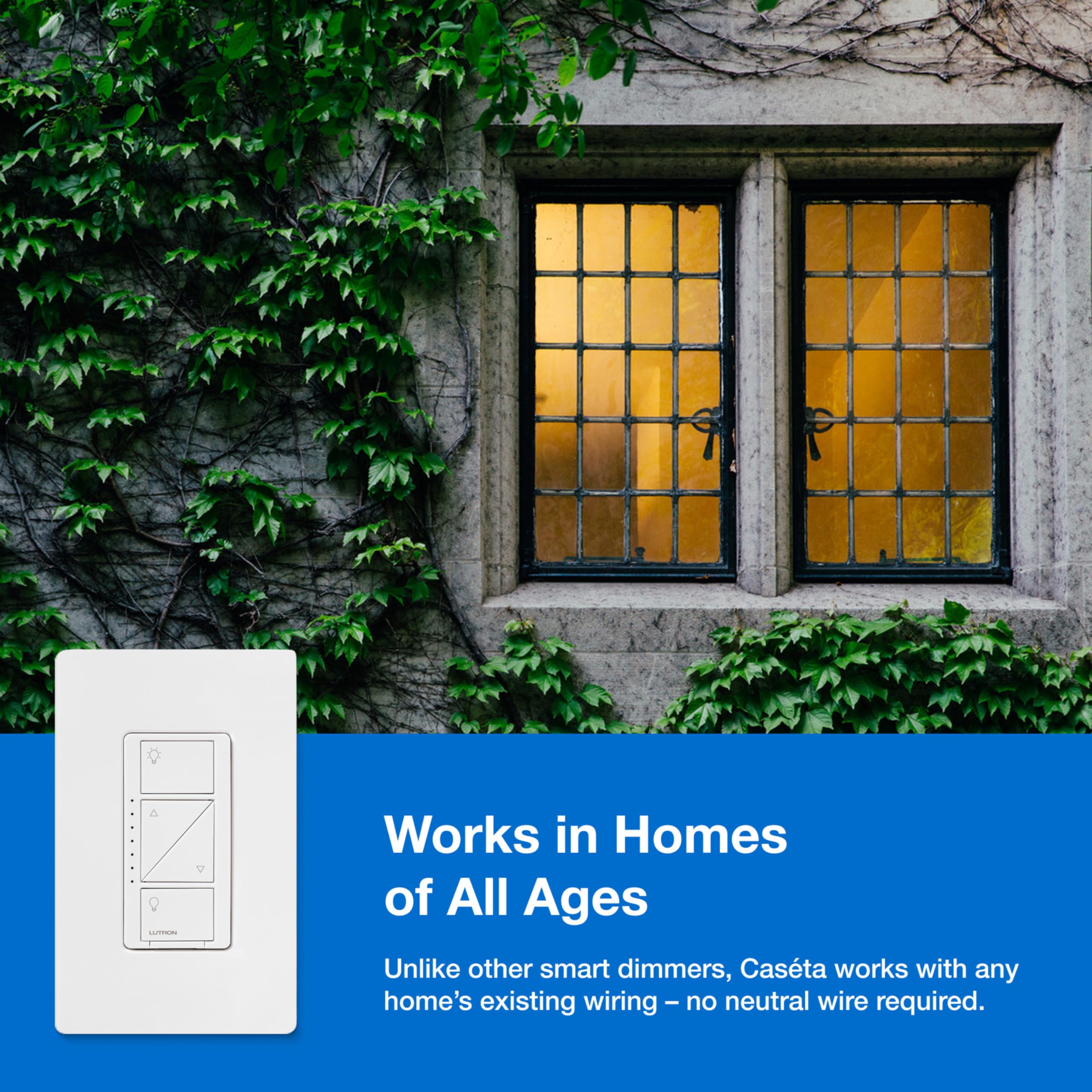 Lutron Caseta Original Smart Dimmer Switch Kit, 2 Dimmer Switches, 2 Wall Plates, 2 Pico Remotes, and Smart Hub, Works with Alexa, Apple Home, Google Home, 3 Way, 150W, No Neutral, P-BDG-PKG2W-A - View 14