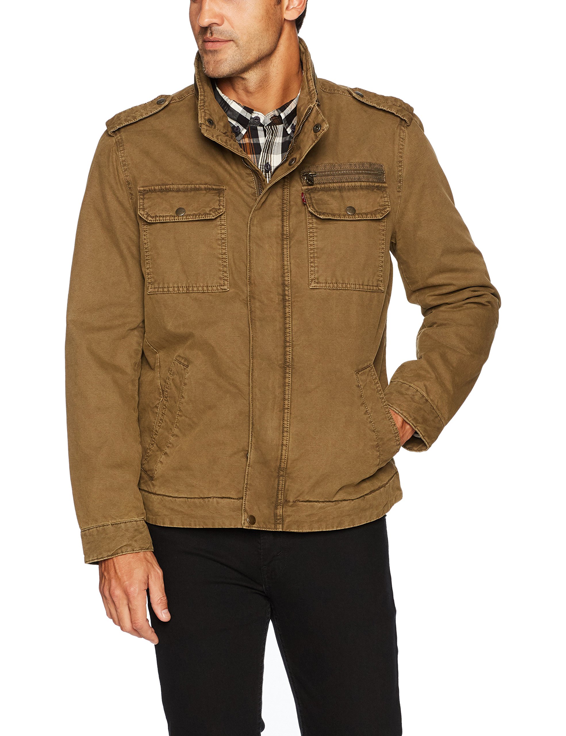 levi's men's washed cotton two pocket military jacket