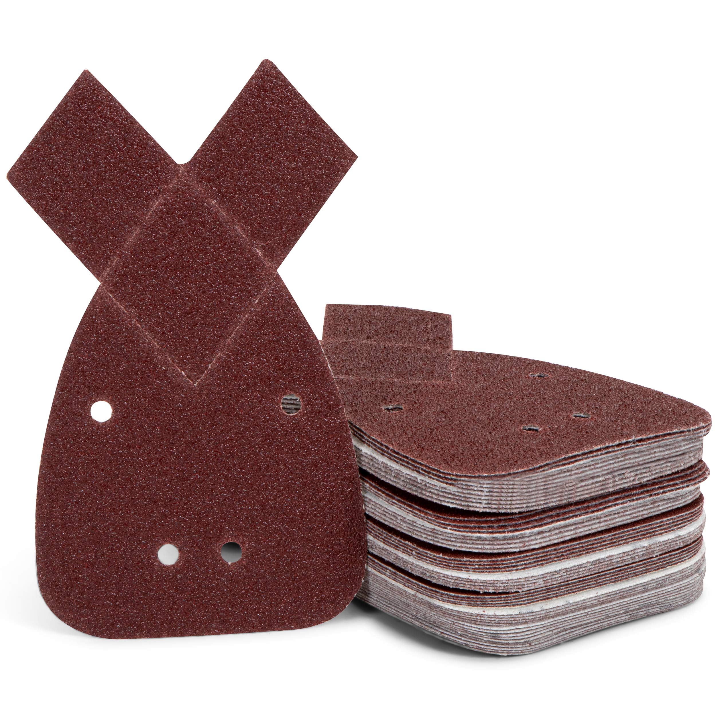Sanding triangle set, 50 pieces, sanding sheets, 140 mm, self-adhesive, mouse sandpaper, 4 holes, grain size 40/60/80/120/240, compatible with the Black + Decker Mouse®
