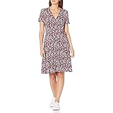 Amazon Essentials Women's Short Sleeve Faux-Wrap Dress