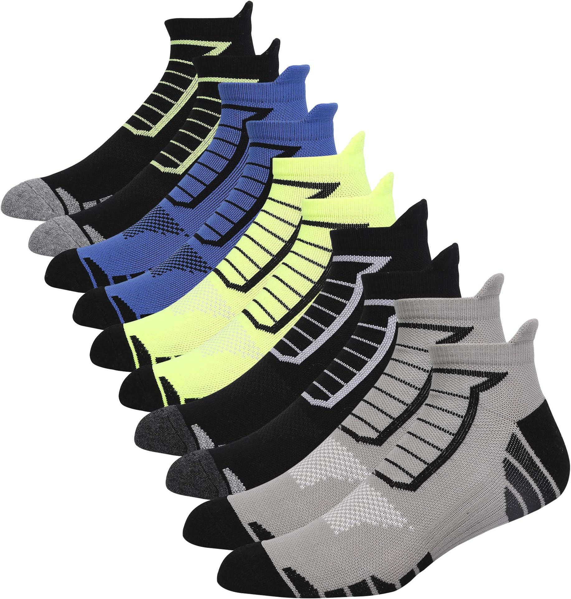 5 Pairs Men's Performance Athletic Breathable Ankle Socks Low Cut Comfort Cushioned Running Tab Socks