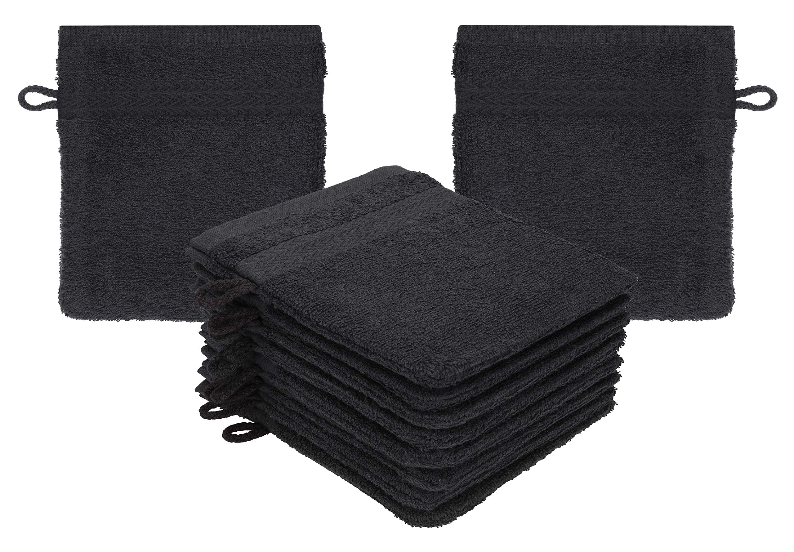 Betz PREMIUM Wash Gloves 10-piece set - terry flannels for face cleaning - made of 100% cotton - baby wash mitt colour graphite