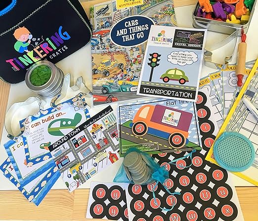 Tinkering Toddler Crates Transportation Travel Crate with Book