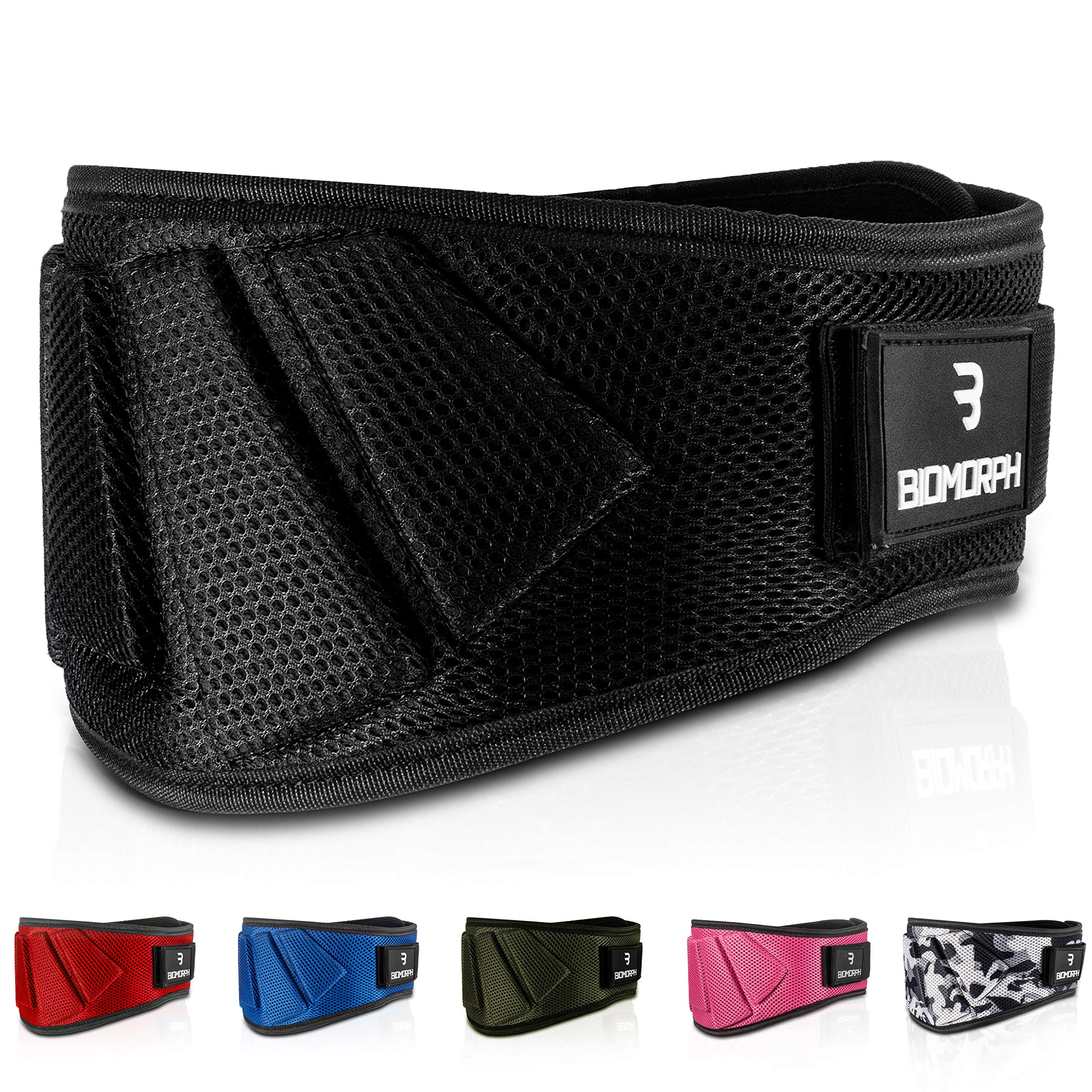 Biomorph Neoprene Weight Lifting Belt Men and Women (Various Sizes & Colours) Bodybuilding Belt Very Light and with High Back Support Belt for Strength Enhancement, Breathtaking Black, L - 100cm