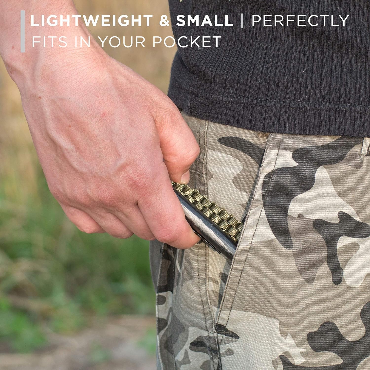 KobraGear Emergency Magnesium Fire Starter Ferrocerium Ferro Rod 5 inch x ½ inch with Survival Paracord Lanyard and Steel Multitool Striker (Green): Sports & Outdoors