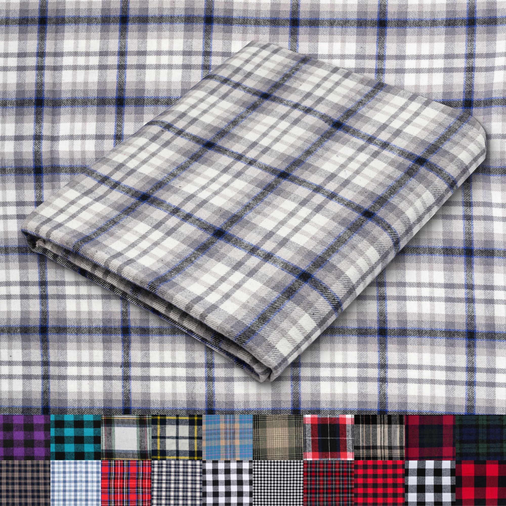 Pico Textiles 10 Yards Bolt White and Gray Tartan
