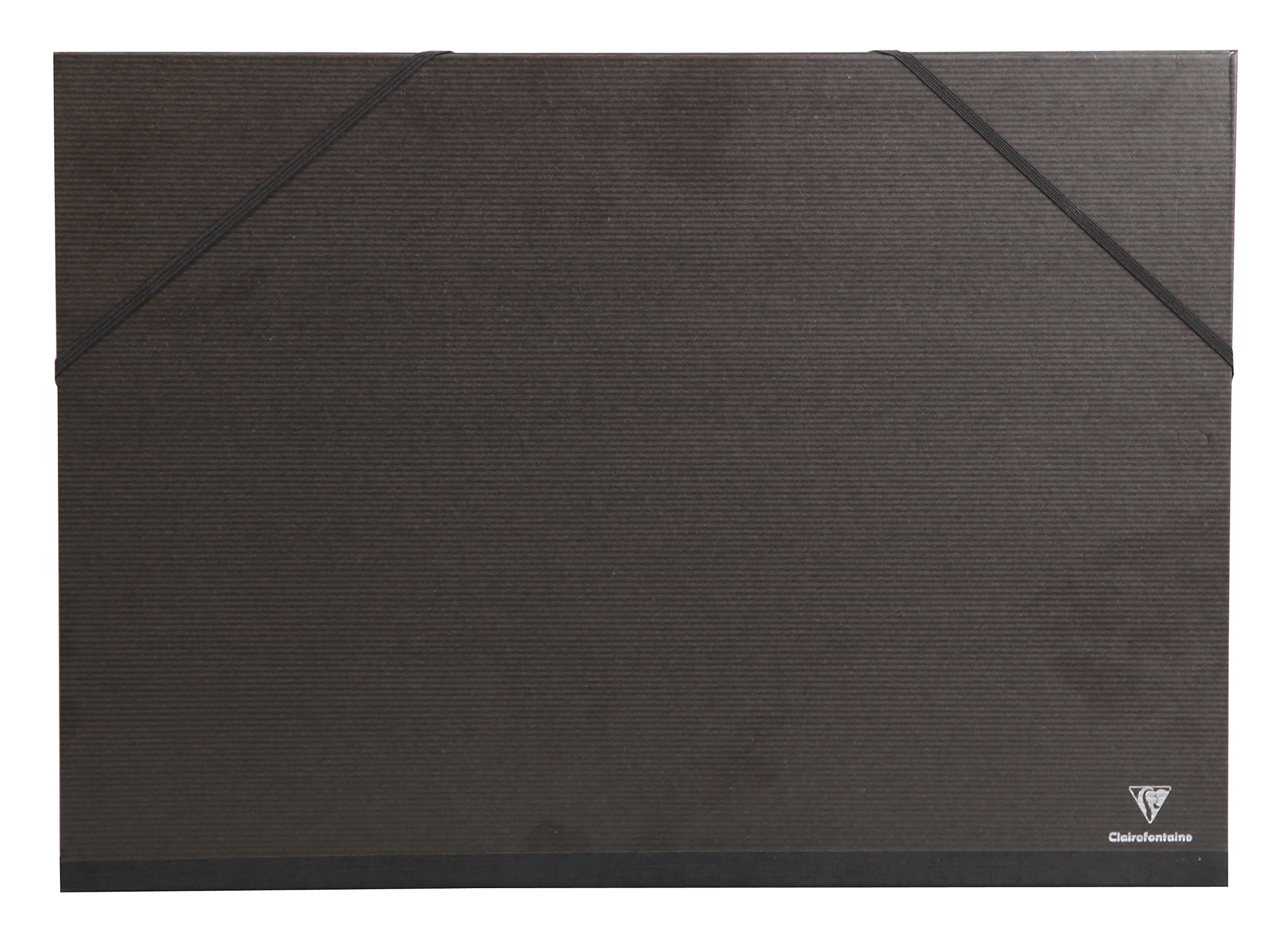 Clairefontaine - Ref 44800C - Kraft Art Folder - A3+ Size, Elastic Straps Closure, White Paper Lining, Acid Free - Suitable for Transporting Artwork - Black