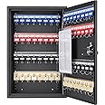 Barska 64 Position Key Lock Box – Wall Mount Steel Key Cabinet with Numbered Hooks, Index Log, Colored Key Tags for Home or Office