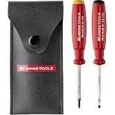 PB Swiss Tools - SwissGrip Screwdriver Set for Slotted size 00 and Phillips Screws size 00, Model PB 8535, Set of Two Screwdrivers with a Pouch for Easy Transport and Storage