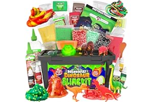 Original Stationery Dinosaur Slime Kit for Boys, DIY Glow-in-The-Dark Slime Set with Lava, Blood & Dino Poop, Fun Sensory Play Activity with Glitter Formula, Gift for Birthdays, Christmas & Holidays