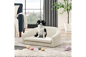 TEFUNE Pet Sofa, Made Sponge and Highly Breathable Linen, Suitable Pet Sofas, Dog Sofas, Dog Beds, Cat Beds, Cat Sofas for Medium-Sized Dogs (beige)