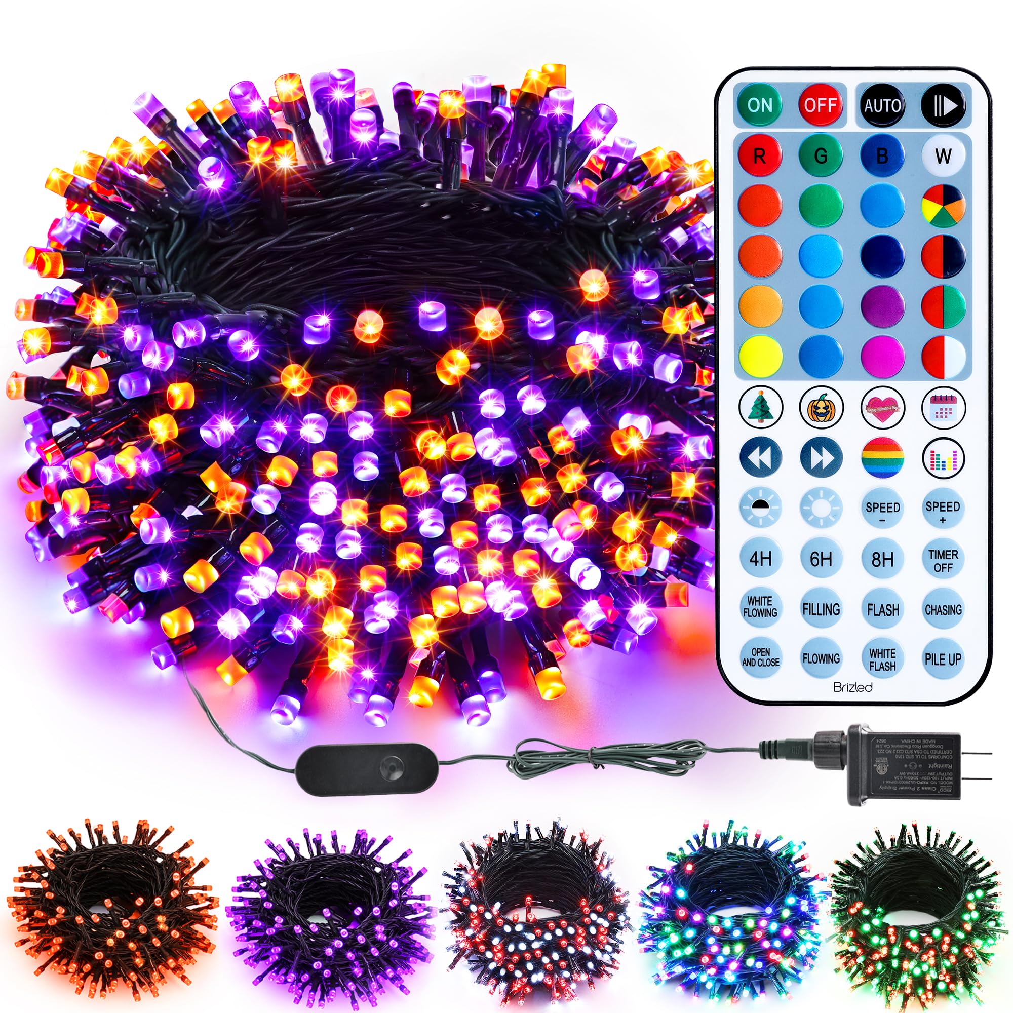 Photo 1 of Brizled Color Changing Halloween Lights, 66ft 200 LED RGB Christmas Lights Music Sync, 120+ Modes Remote Dimmable Outdoor Christmas Light, Mini Tree Light Indoor Plugin for Xmas Halloween Party Decor
