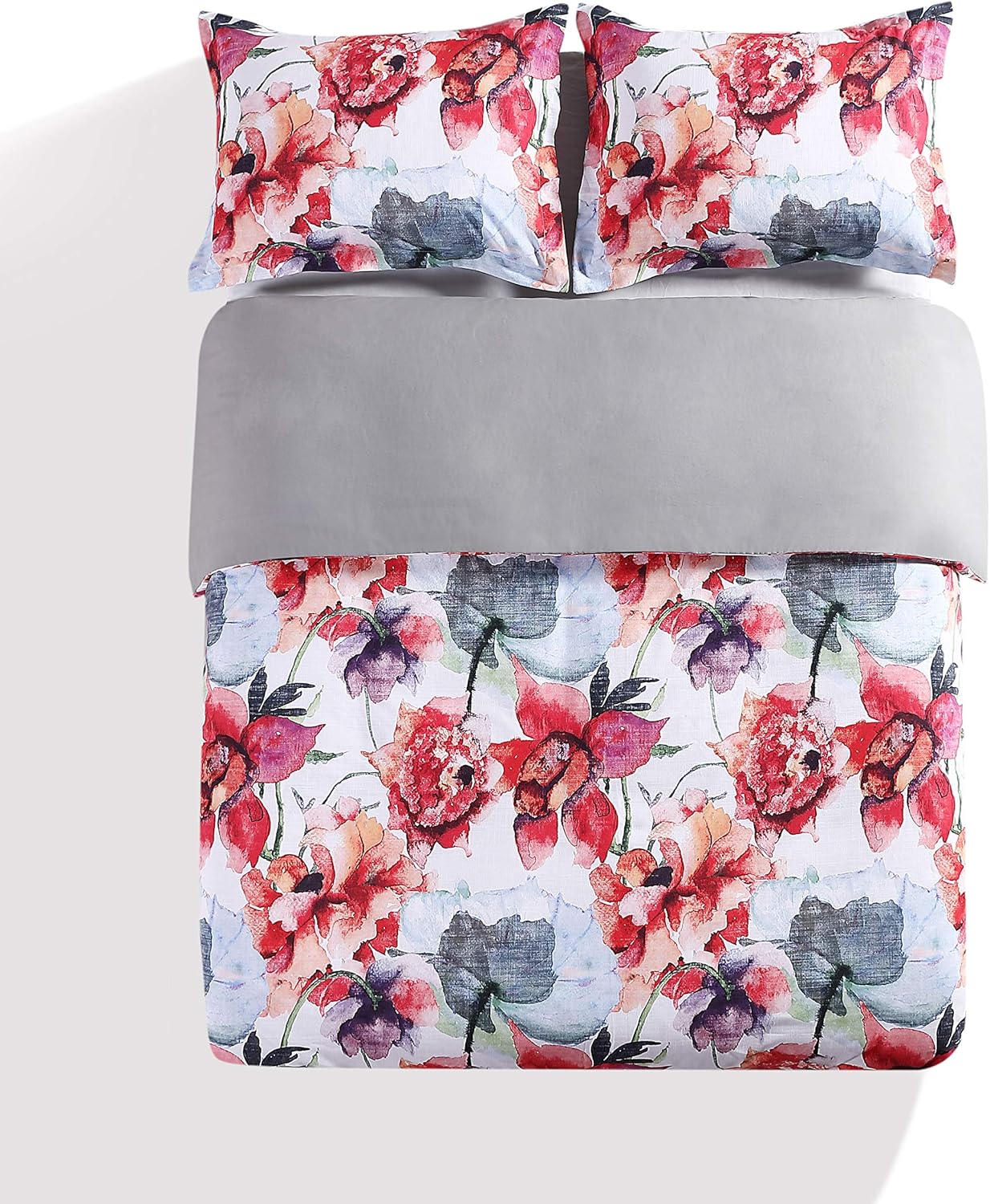 kensie Siena Hotel Quality Luxury Comforter Duvet Insert Cover Hypoallergenic | 6 Piece Set | Floral Collection, | Queen Size |, Multi Color