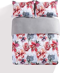 kensie Siena Hotel Quality Luxury Comforter Duvet Insert Cover Hypoallergenic | 6 Piece Set | Floral Collection, | Queen Size |, Multi Color