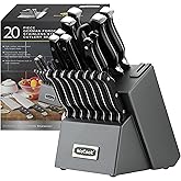 McCook® Knife Sets, German Stainless Steel Forged Kitchen Knives Block Set with Built-in Knife Sharpener