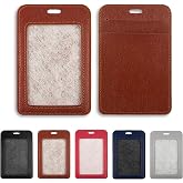 1 Pack Badge Holder, Leather ID Badge Holder with Window, ID Card Holder | Vertical ID Holder, ID Card Holder for Office Factory Nurses School Teacher Students